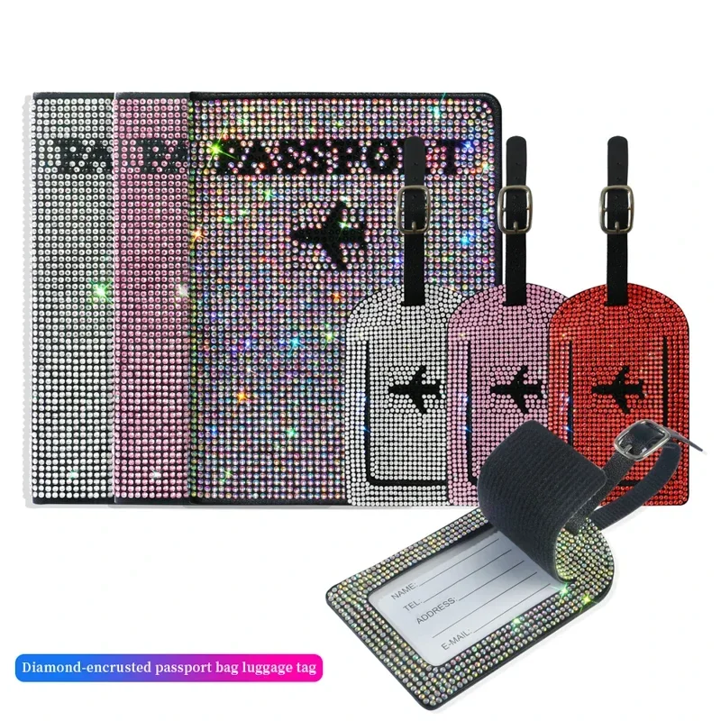 Rhinestone Diamond Car Key Purse Bag Passport Holder License Plates Luggage ID Tag Board Collection Baggage Tags Accessories Set