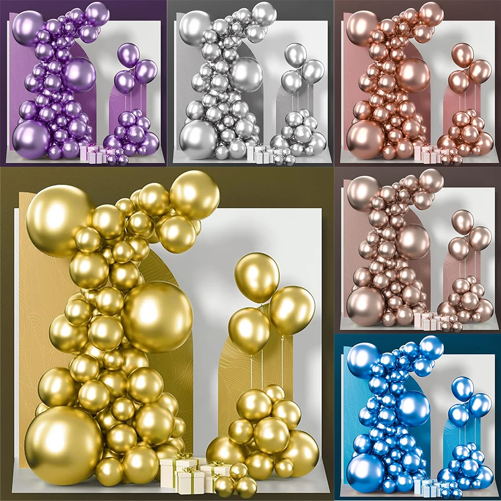 5/10/12 بوصة معدنية الذهب الأرجواني بالونات الفضة الشمبانيا الذهب الأزرق بالون حفلة عيد ميلاد استحمام الطفل الزفاف الديكور Globos #1