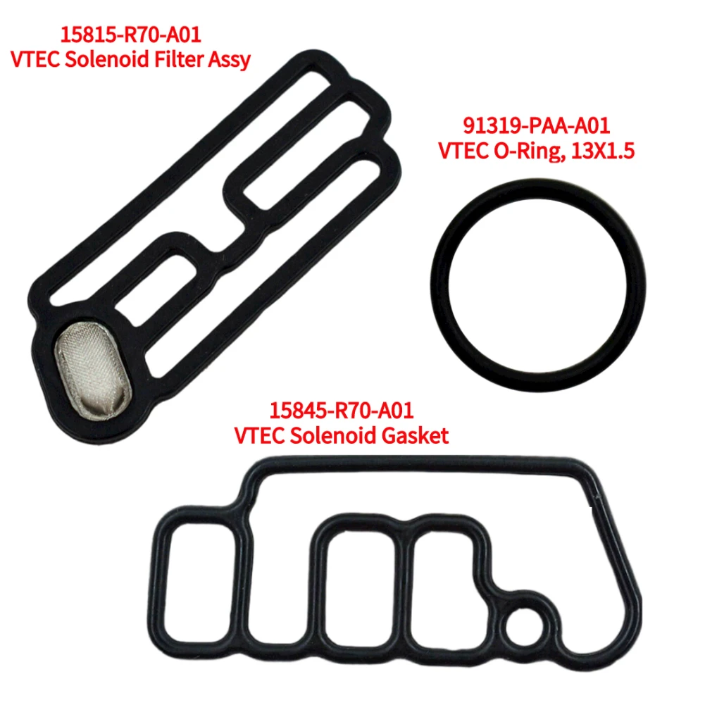 3Pcs/Set VTEC Solenoid Filter Assy VTEC Solenoid Gasket O-Ring Engine Car Solenoid Filter Assy Head Replacement Accessories