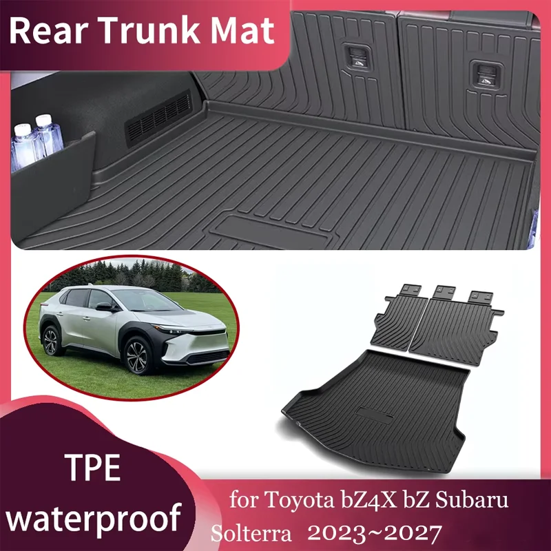 

Car Trunk Mat for Toyota bZ4X bZ Subaru Solterra 2023~2027 2024 TPE Waterproof inside Liner Seat back Rear Pad Cargo Accessories