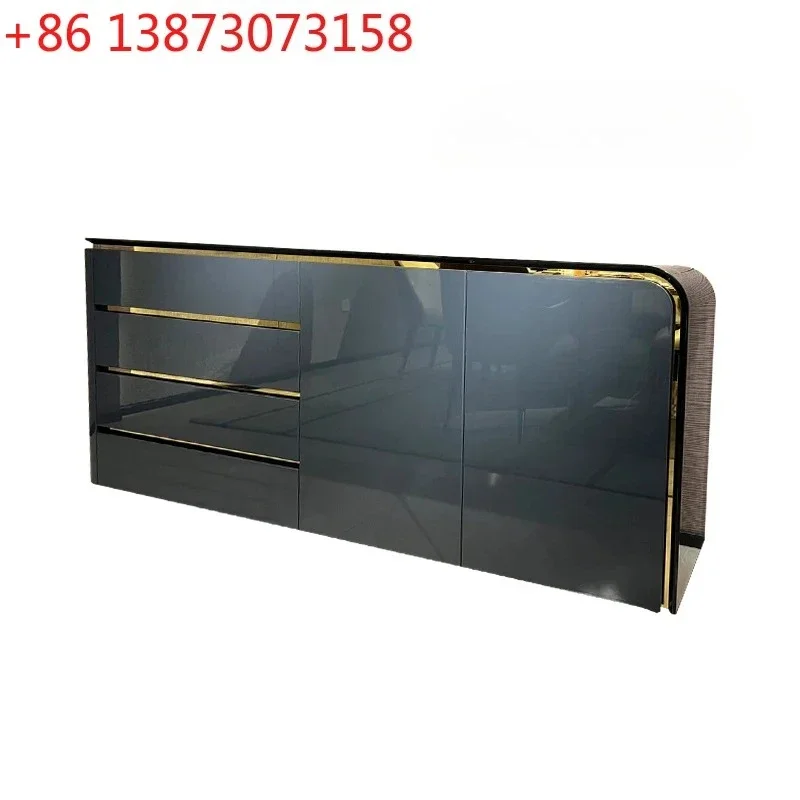 Italian Minimalist Solid Wood Dining Edge Light Luxury Stone Plate Storage Tea Cabinet Simple Restaurant Storage Wine Cabinet