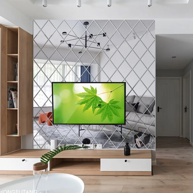 ثلاثية الأبعاد الماس الربط الاكريليك مرآة الجدار ملصق للإزالة الزجاج خلفية فسيفساء الزخرفية للديكور المنزل