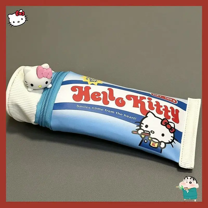 Hello Kitty Toothpaste Shaped Pencil Case Large Capacity Creative Cute Pen Pouch 、 Girls Students Desktop Storage Organizer Bag