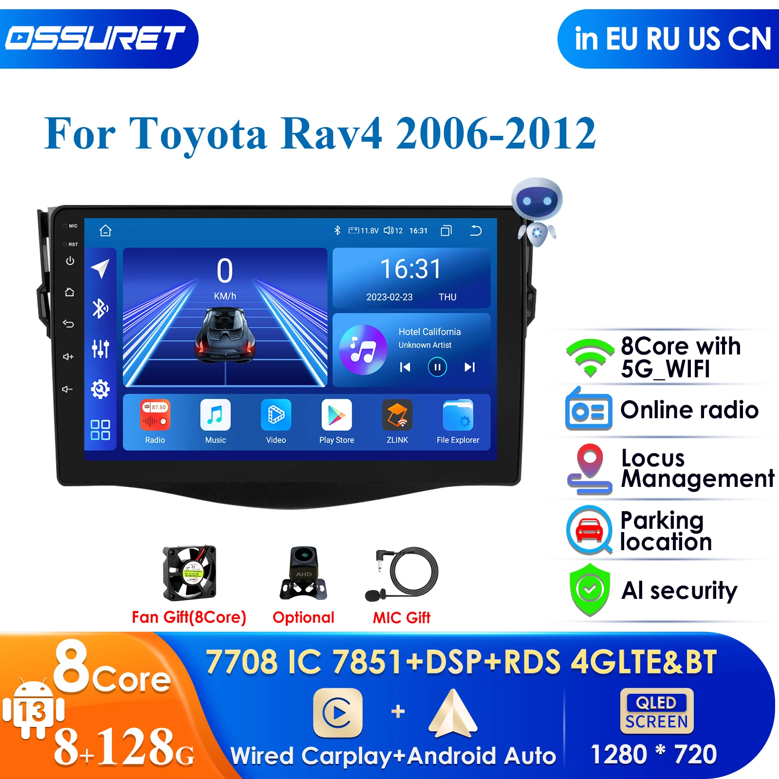 

8GB DSP IPS Carplay Android Car Multimedia Player for Toyota RAV4 Rav 4 2006 2007 2008 2009 2010 2011 2012 2Din Radio GPS Stereo