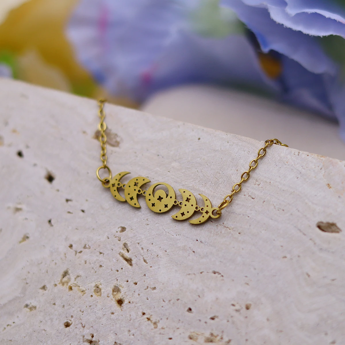 كينيتيال خمر السماوية القمر المرحلة المختنق قلادة بوهو القوطية الساحرة لونا قلادة قلادة مجوهرات للنساء #6