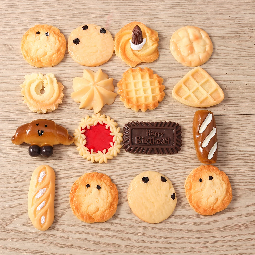 Tusember 4 Stück Niedliche Miniatur-Puppenhaus-Supermarkt-Lebensmittel Kekse Waffeln Croissants für Blyth BJD Puppen Küchenzubehör – Detail 1
