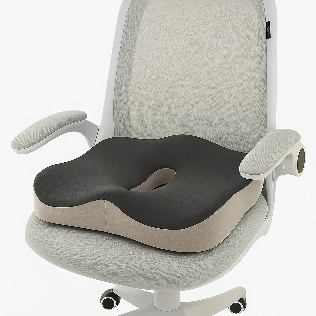 1 Stück Memory Foam-Sitzkissen – ergonomische 3D-Unterstützung |   Hellgrün und Grau, waschbares Polyester, Heimdekoration für Auto-/Büroutensilien