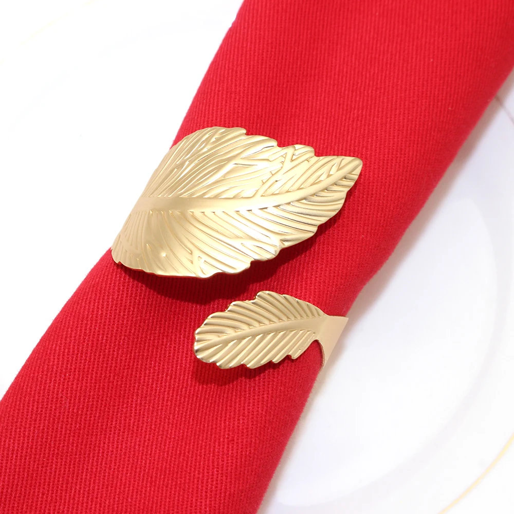 12Pcs Matte Gold Leaf Napkin Rings Leaves Napkin Holder Rings for Fall Thanksgiving Wedding Christmas Dinning Table Decoration