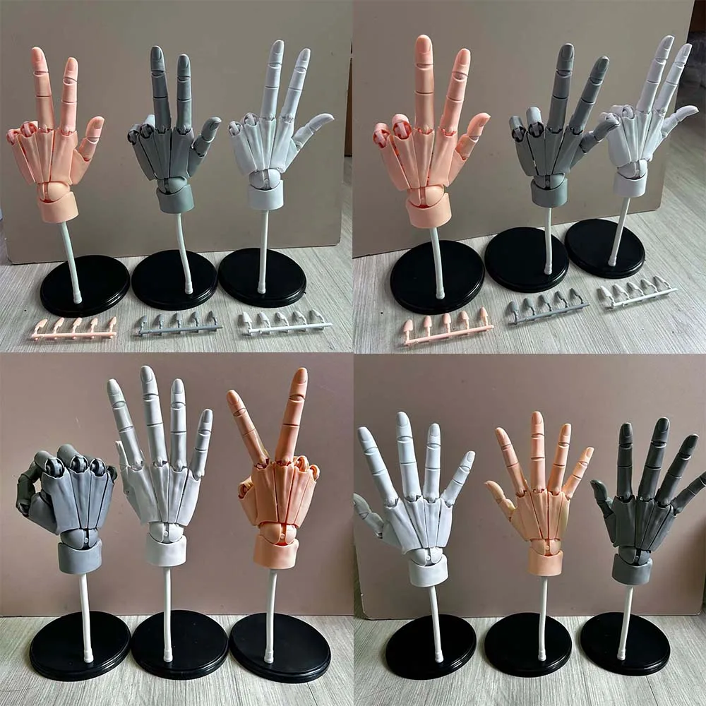 Modelo de mano articulada 1:1 súper móvil, simulación de mano con piel blanca y gris, mano derecha para dibujo, bocetos, arte, pintura, figura de acción, juguetes.