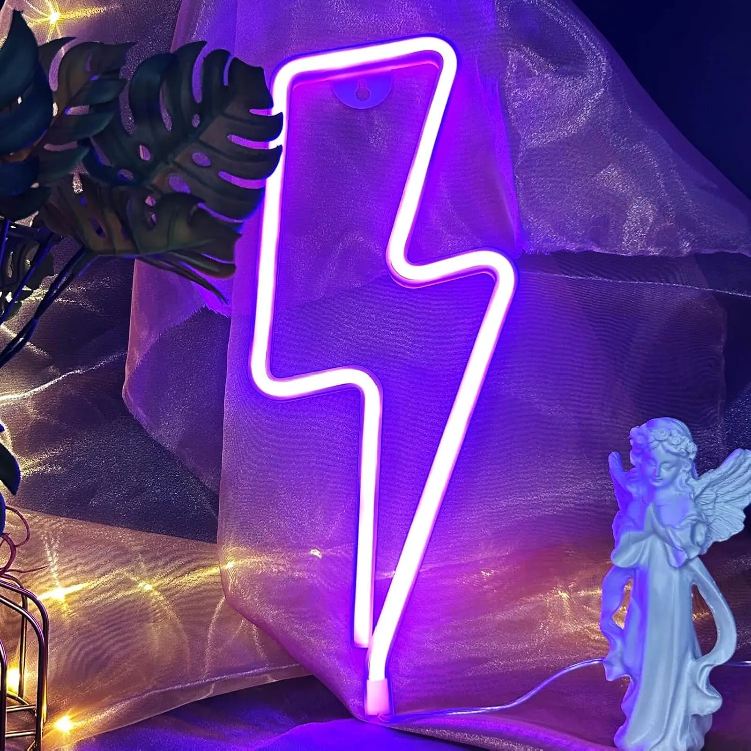 Lightning Bolt Neon Sign USB/Battery Operated LED Neon Light Sign for Room Bedroom Classroom Birthday Christmas Wall Decor Gift