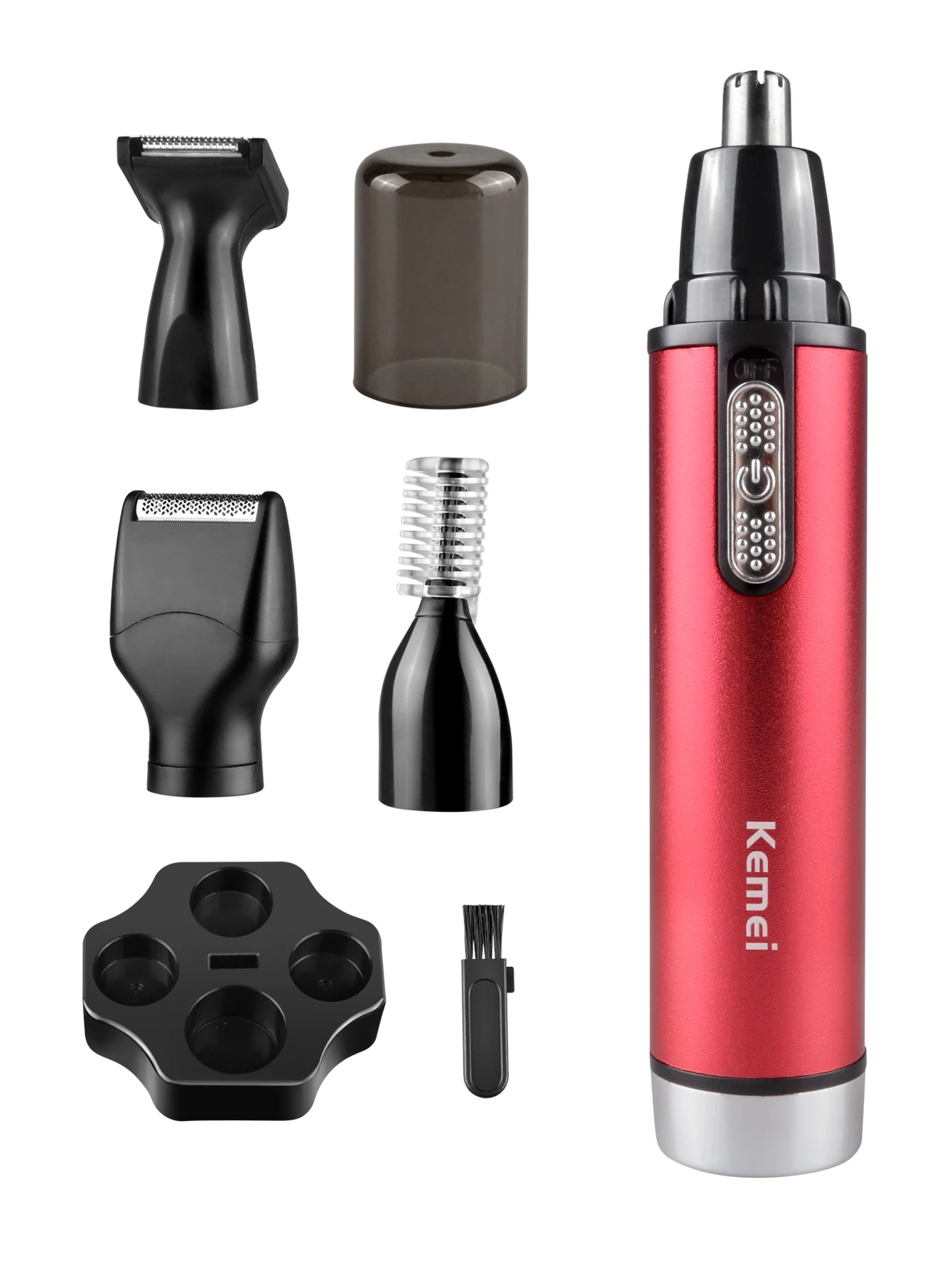 

Kemei 4 in 1 Battery Ear Hair And Nose Trimmer Set Men's Electric Trimer for Sideburns Hair Cut Eyebrow Trimmer KM-6620