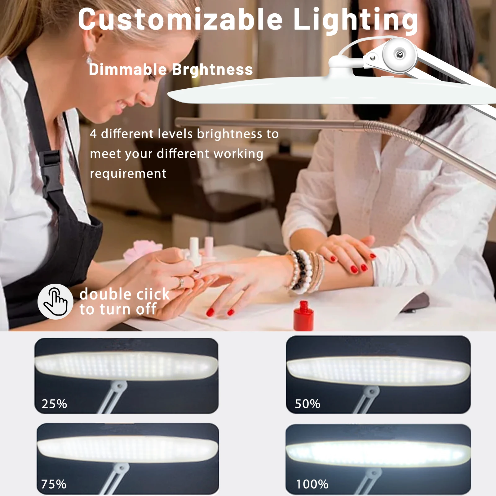 2028 Beauty Salon 20 Inches Task Light Jewelry DIY Craft 38W 3500 Lumens Nail Desk Lamp with Clamp for Manicure Eyelash Tattoo