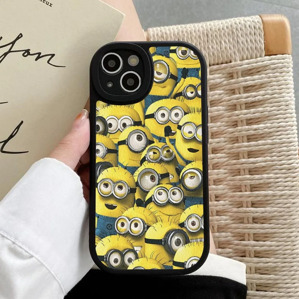 Cartoon Lovely Cute M-Minions Mousepad Hard Leather For iPhone 14 13 12 Mini 11 14 Pro Max Xs X Xr 7 8 Plus Fundas