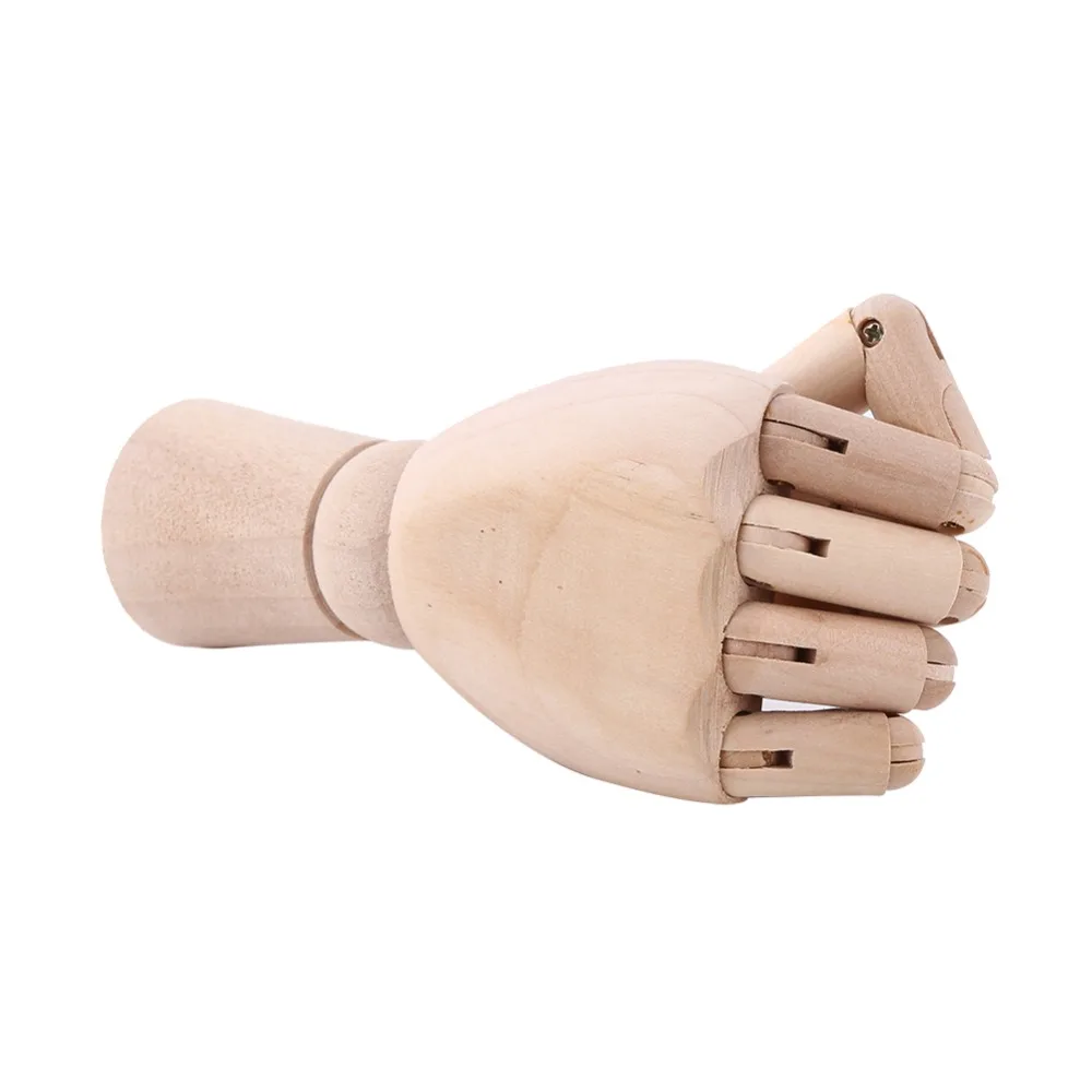 1pcs Wood Tone Wooden Hand Model Adjustable Joint Flexible Movable Fingers Mannequin Hand Right Hand Sketch Drawing