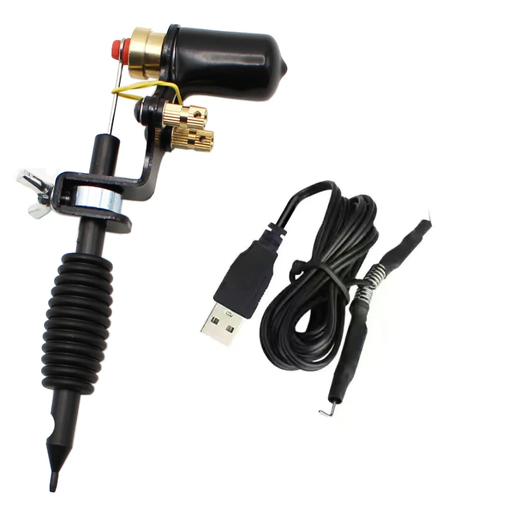 Non adjustable speed electric tattoo machine set includes 1 hook line 5ml black tattoo ink beginner basic tattoo equipment