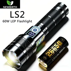 60W silne światło daleki zasięg LEP latarka USB akumulator 26650 5000mah zewnętrzny Super jasna latarka z zoomem taktycznym
