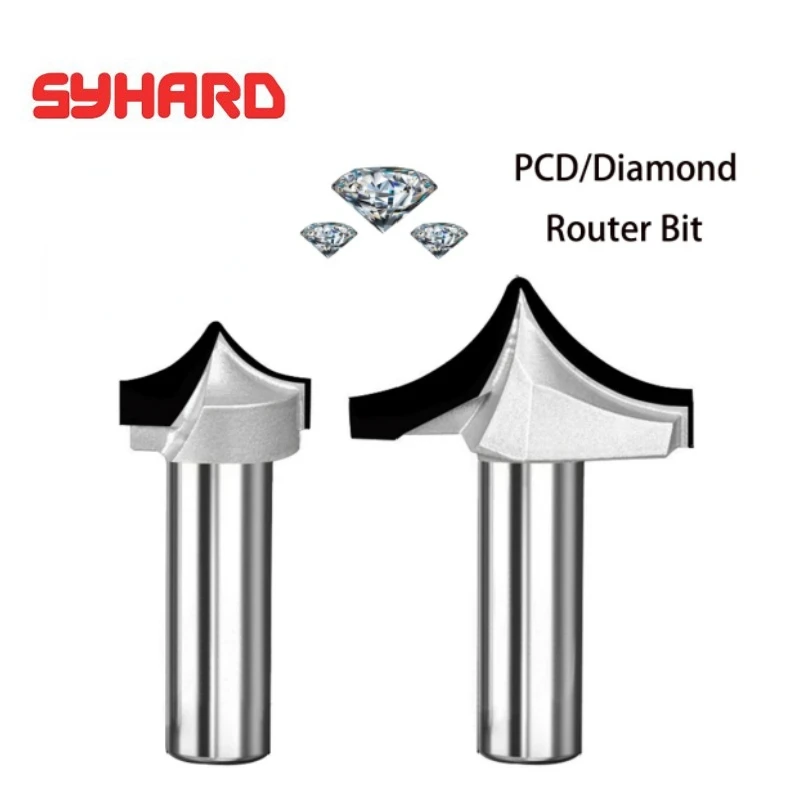 PCD Point Cutting Round Over Bit Diamond Cutting Cabinet Door Carved Engraving Milling Cutter For MDF Plywood