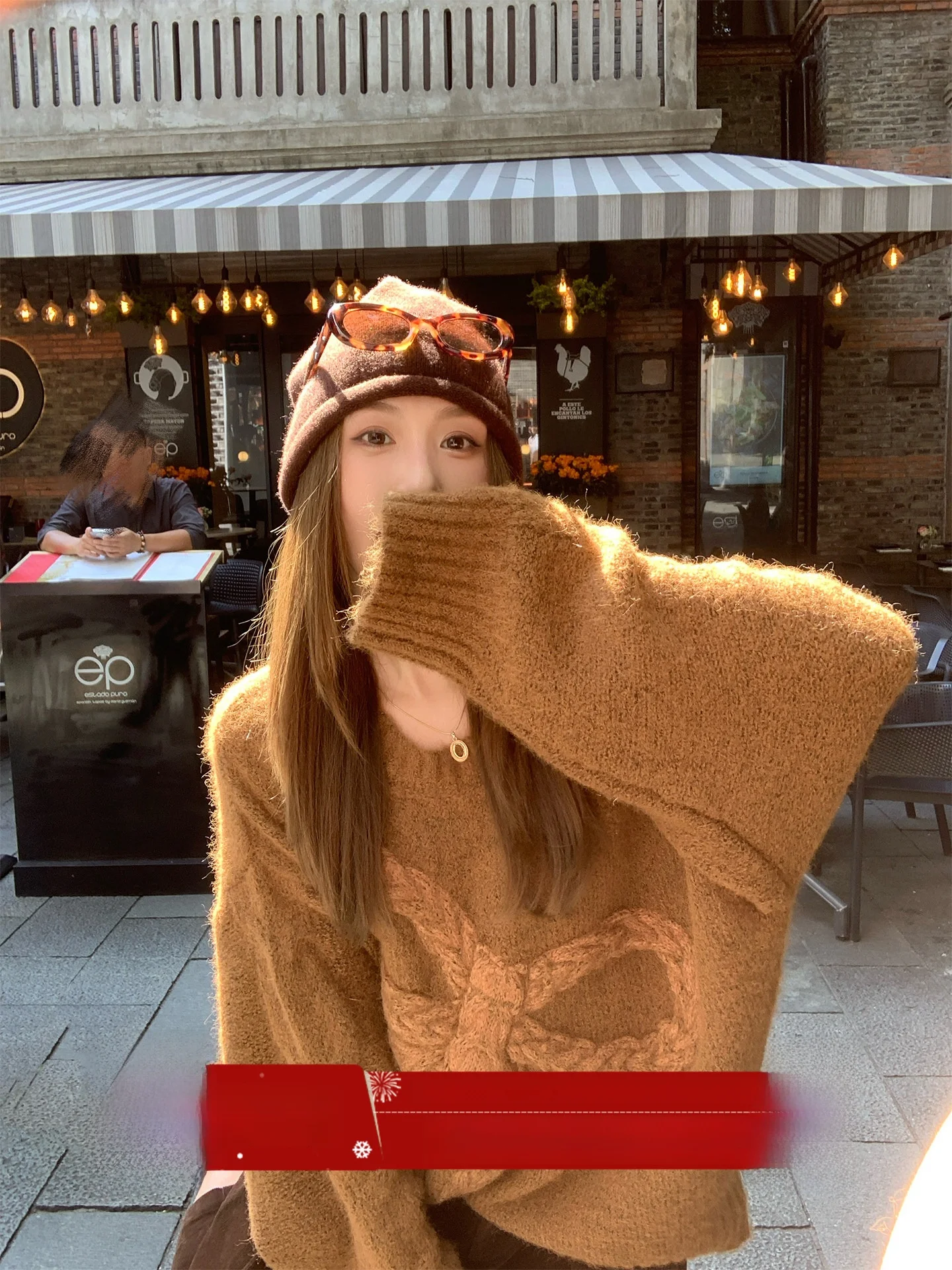 

MLS Soft Fleece Knot Vintage Soft Cozy Women's Sweater Autumn New Sle 2025 Sweet Loose Knitted Warmth Heating