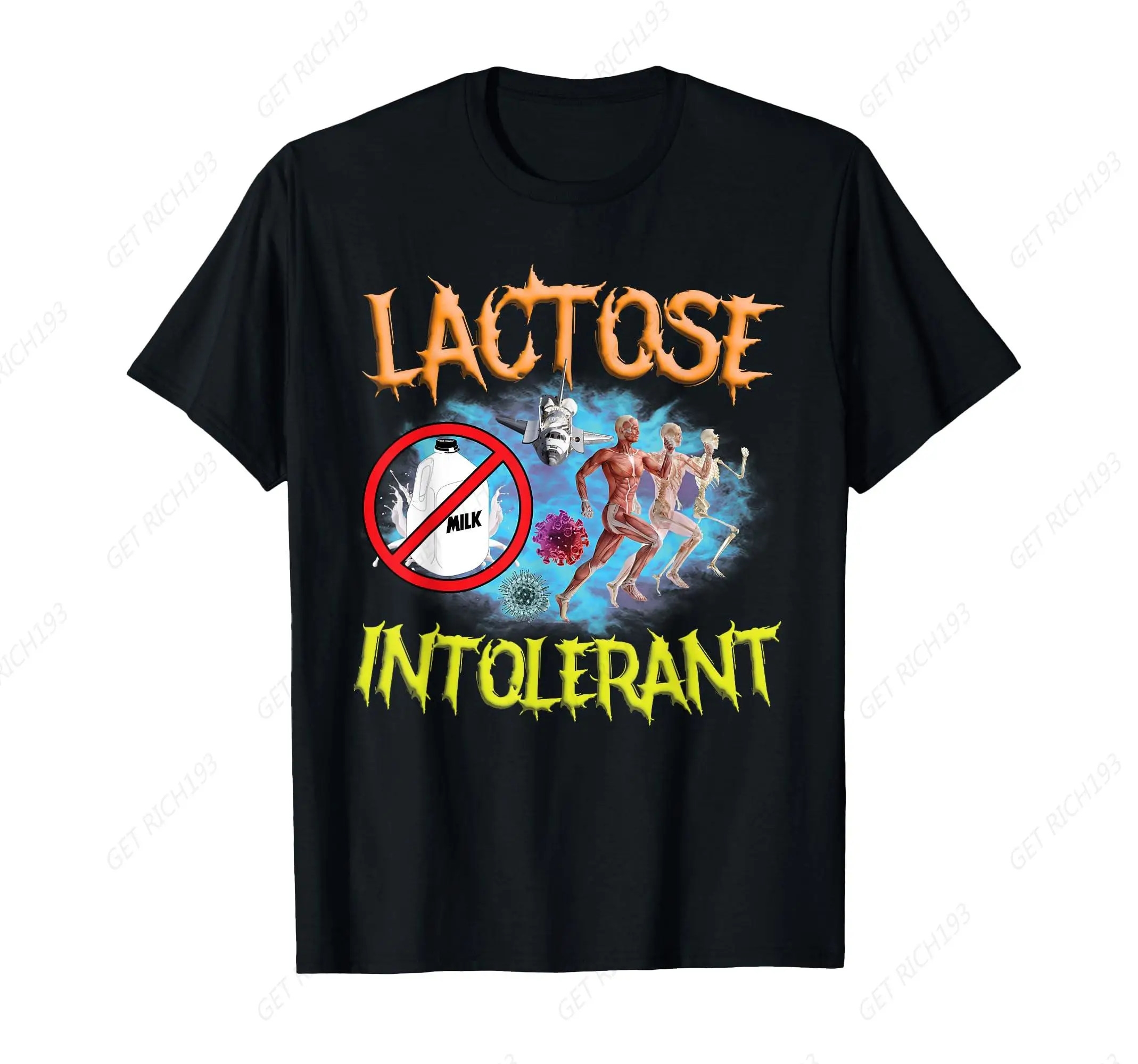 Lactose Intolerant Ironic Sarcastic Funny Humor Cringe Meme T-Shirt Print Cotton Tee