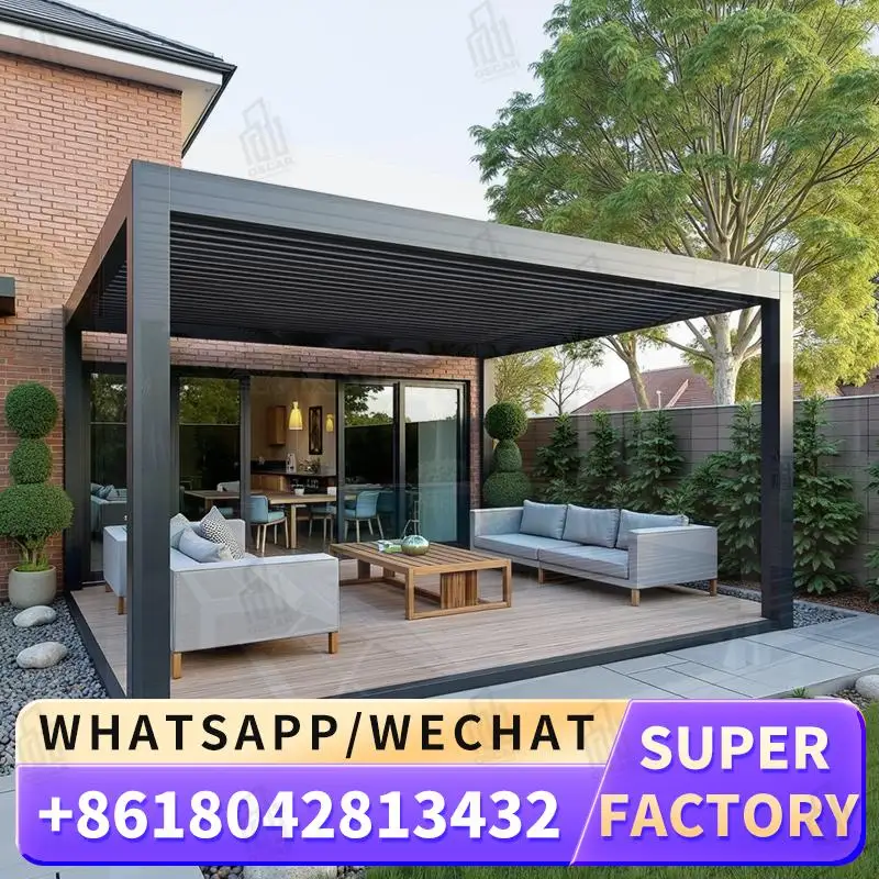 

Modern Style Outdoor Furniture Automatic Adjustable Louvered Aluminum Pergola for Garden Patio Backyard pergola