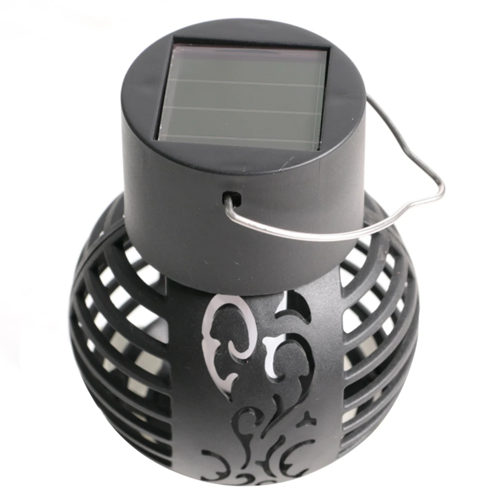 LED Solar Landscape Decorative Lights Waterproof Hollow Ball Simulated Flame Lantern High Capacity Battery Hanging for Courtyard