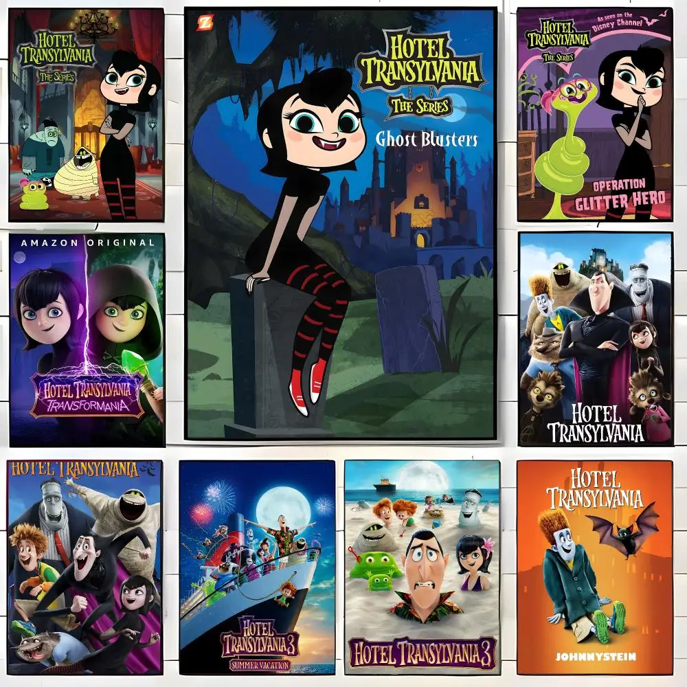 Kids Animation H-Hotel Transylvania Poster  Self-adhesive Art Waterproof Paper Sticker Coffee House Bar Room Wall Decor