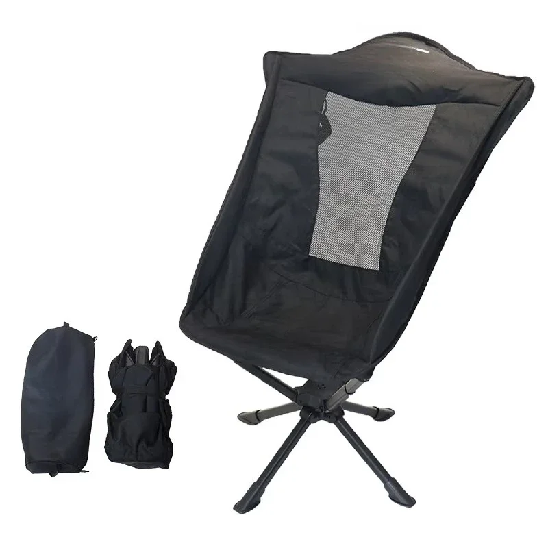 High back folding camping chair 360 degree rotating folding chair adult foldable rotating camping chair with pillow