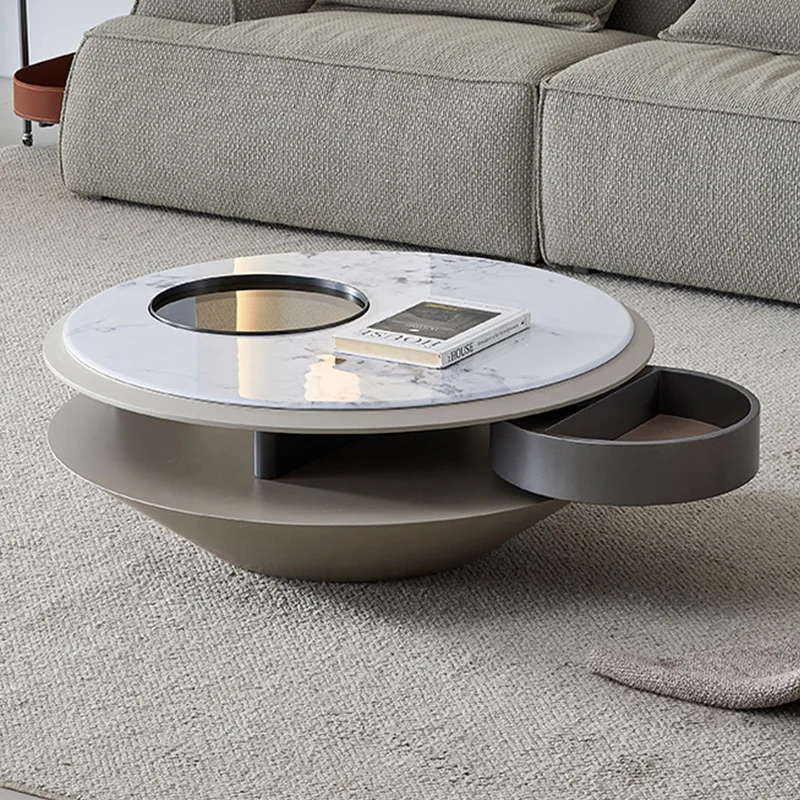 

Modern Luxury Coffee Tables Creative Interior Decoration Coffee Side Table with Storage Living Room Round Center Table for Home