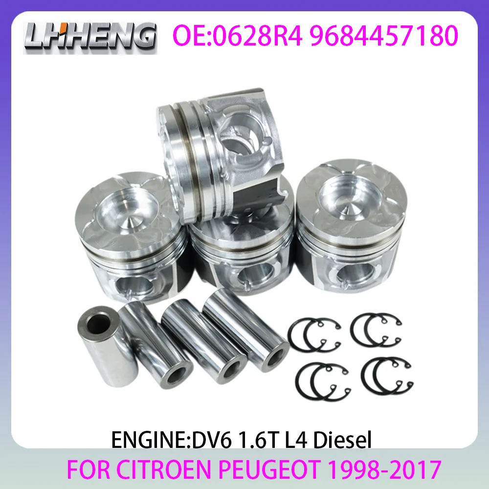DV6 Engine Piston For CITROEN BERLINGO C2 C3 C4 C5 PEUGEOT 1007 206 207 307 308 MINI SANTANA 1.6L 1.6 L T L4 Diesel 98-17 0628R4