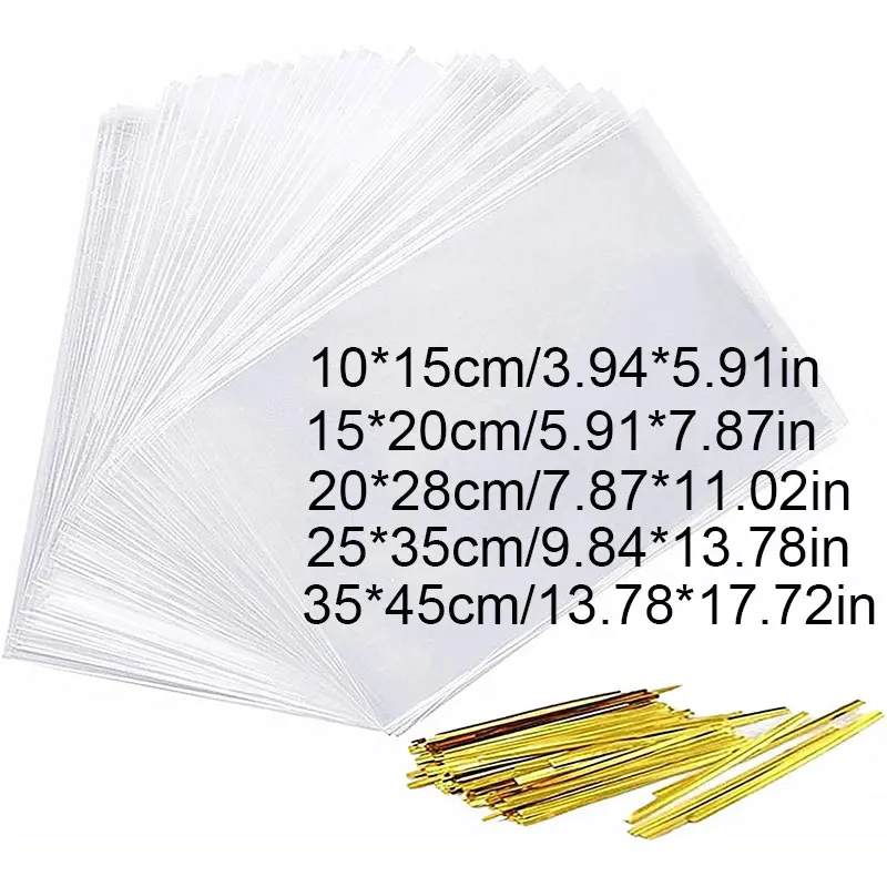 30/50/100 Stück transparente Geschenktüten aus Zellophan, Kunststoffverpackung mit Kordel, Geschenktüte für Partys, Hochzeiten, Geburtstage, Party-Geschenktüte – Detail 2