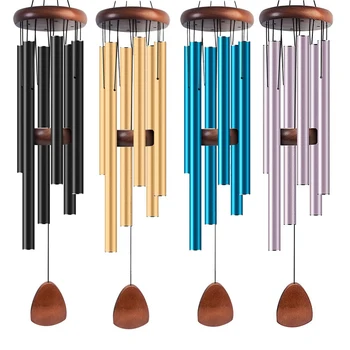 금속 Windchime 알루미늄 Windbell 바람 종소리 6 튜브 종소리 홈 장식 공예 야외 정원 파티오 노트 선 명상