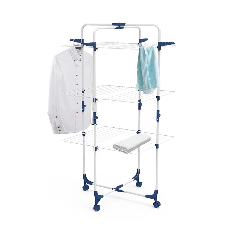 

Hot-selling 3-layer foldable hanger standing sliding hanger floor hanger with wheels