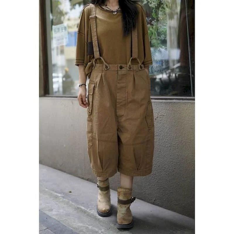 

Solid Jumpsuits for Women Vintage Korean Style One Piece Outfit Loose Workwear Cropped Lantern Pants Summer Sale Women Clothing