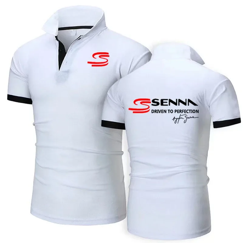 New Color contrast men's golf shirt luxury oversized T shirt S-6XL Ayrton Senna summer breathable cotton men's POLO shirt