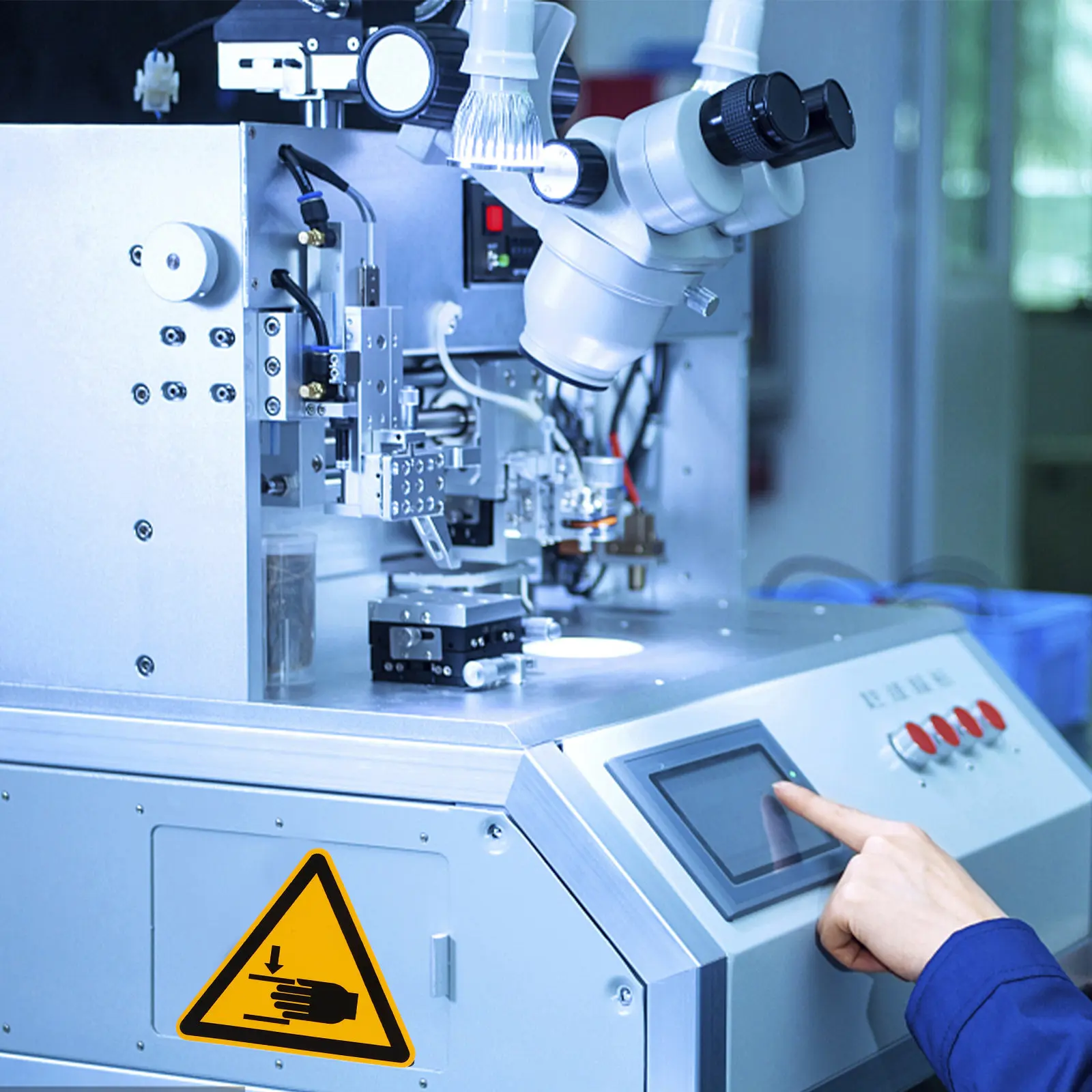 

Набор из 6 предупреждающих наклеек-стикеров для защиты от защемления пальцев, самоклеящиеся этикетки безопасности, наклейки-предупреждения для промышленного оборудования