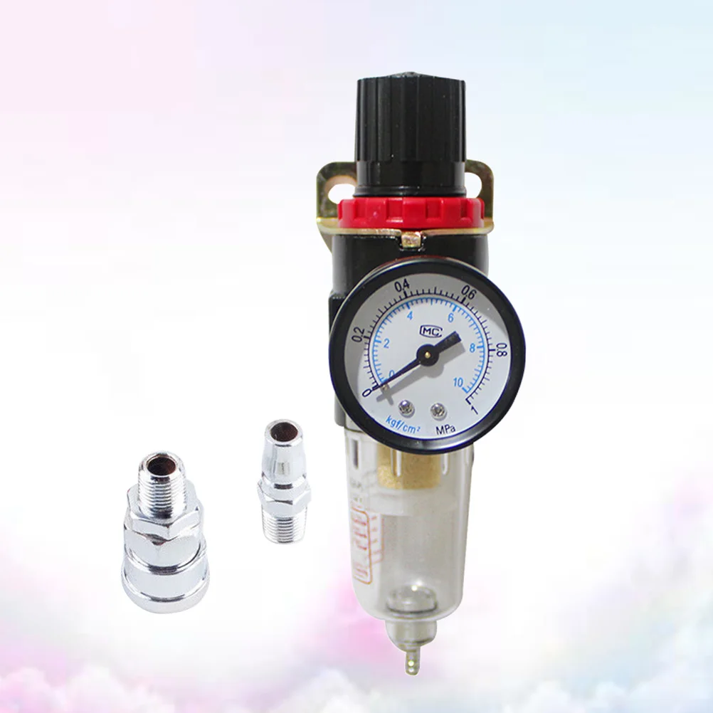 

1 Set 12.7Mm Air Filter Regulator Pressure Gauge Connector For Pneumatic Air Compressor Moisture Trap High Strength Sealing