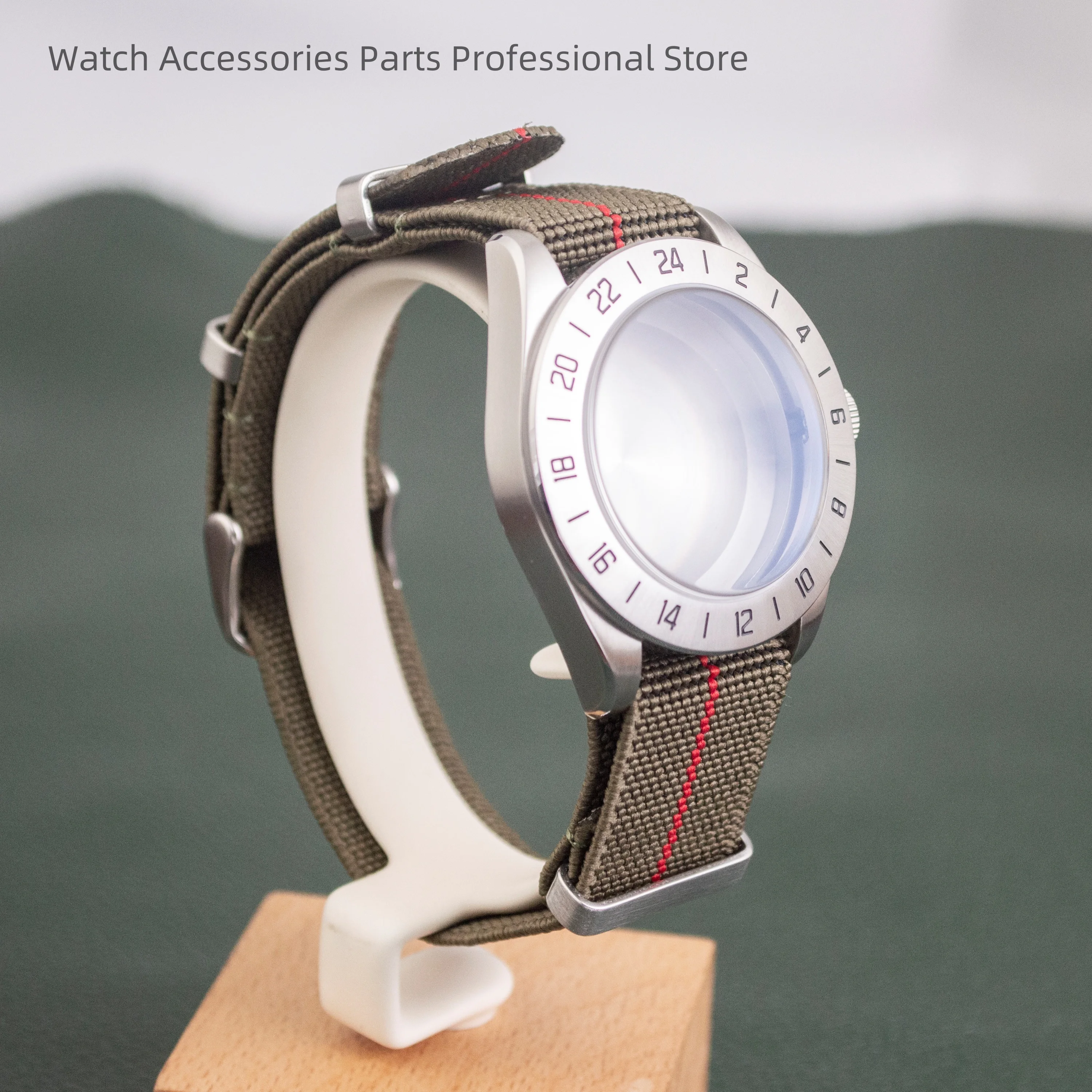 

NH35 Case Domed Sapphire Glass Stainless Steel 20ATM Watch Case Fit NH35A NH36A NH34A Fixed 24 Hour Bezel 39MM Sliver Watch Case