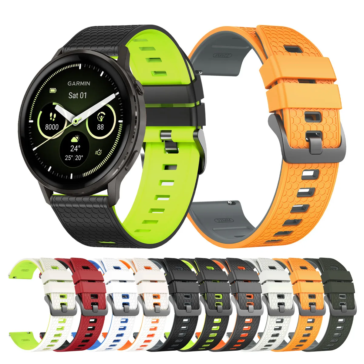 22mm Sportarmband für Garmin Venu 4-45mm 3/Forerunner 255 265 Music 570-47mm Uhrenarmband für Garmin D2 Air X15 Silikonarmbänder