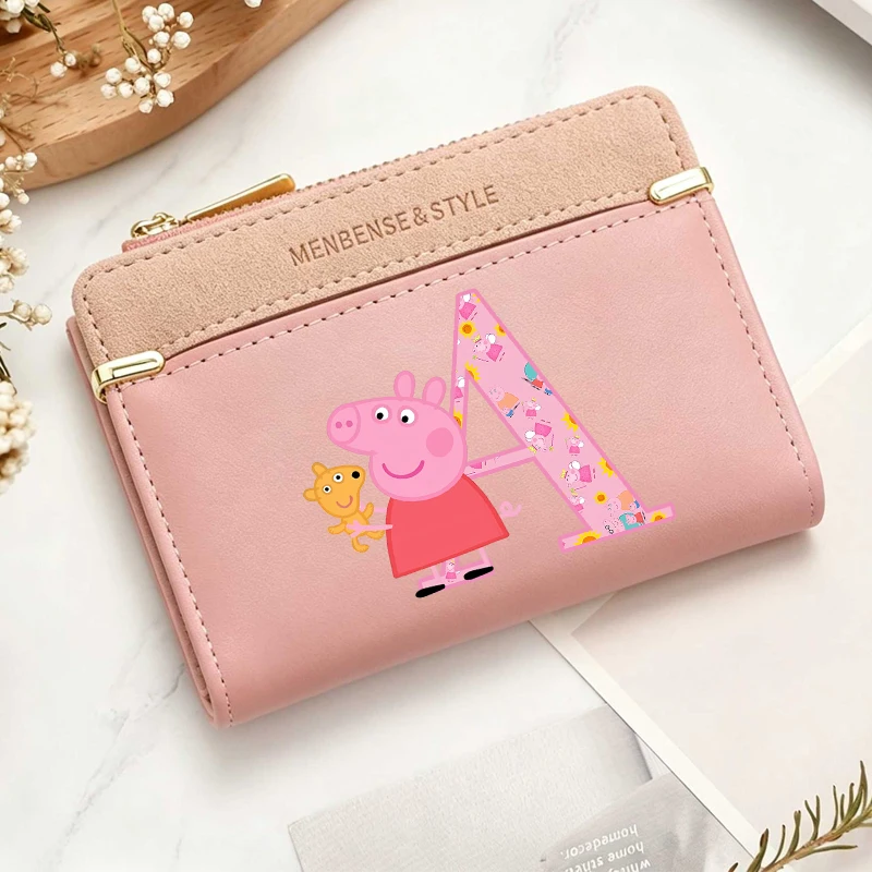 

Peppa Pigs letters Women's Wallet Short Coin Purse Fashion Wallets for Woman Card Holder Ladies Wallet Female Hasp Mini Clutch