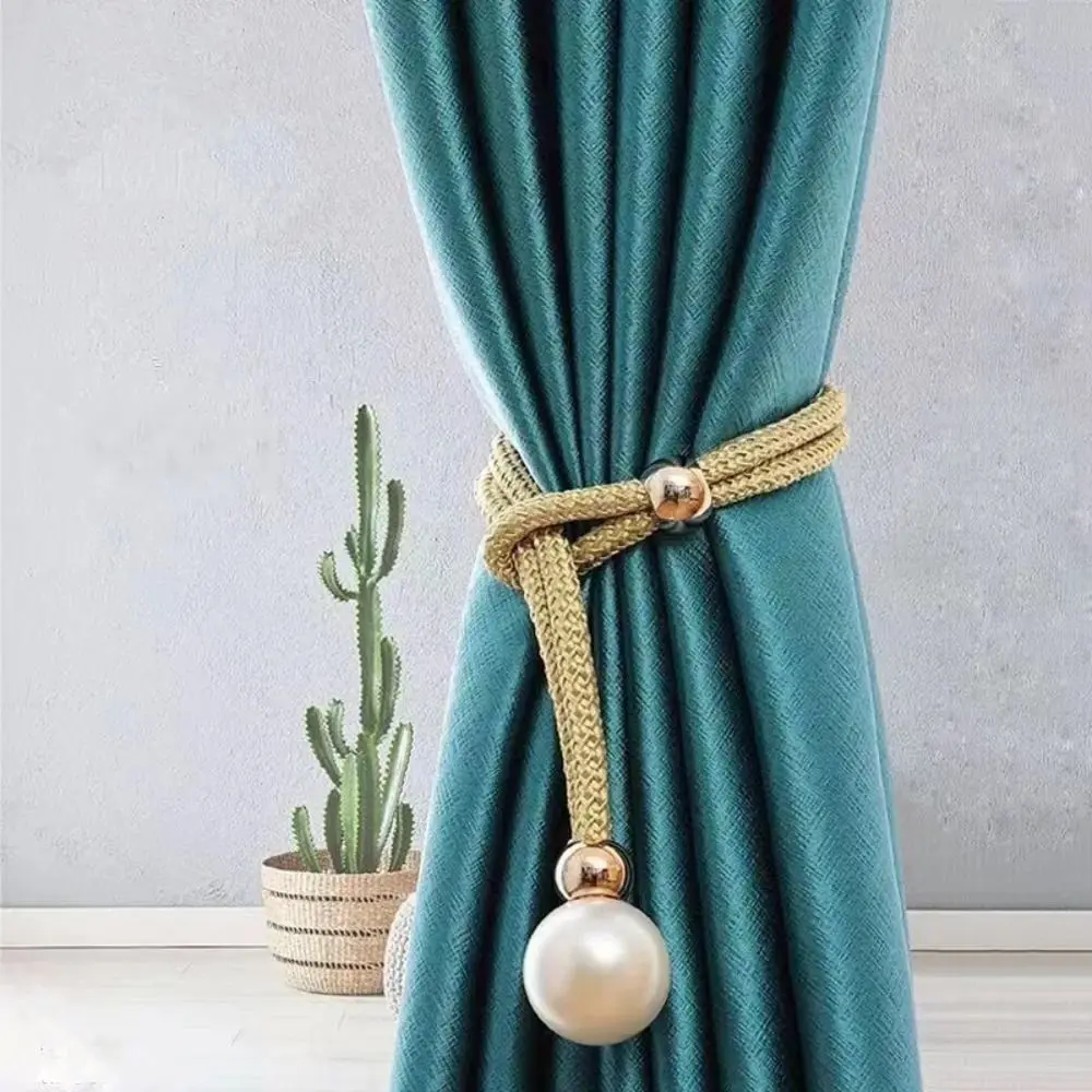 Polyester Pearl Curtain Tieback Adjustable Beautifully Pearl Curtain Buckle High Quality Buckle Tie Rope Curtains Tie Rope