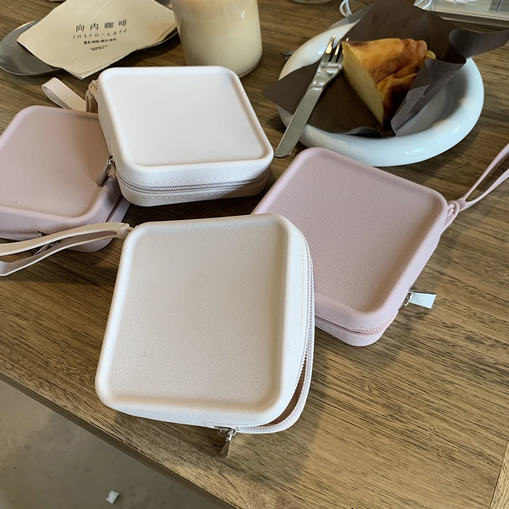Mini bolso cuadrado con diseño de cremallera para mujer, bolsa de cosméticos versátil de Color sólido suave de estilo coreano, monedero, bolso de moda Simple