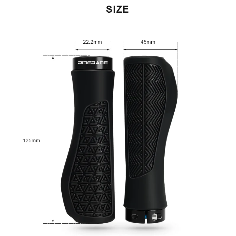 RIDERACE Mountain Bike Grips Lock on For MTB Bicycle Handle Bar Cover TPR Rubber Soft Shockproof Non-Slip Cycling Handlebar Grip