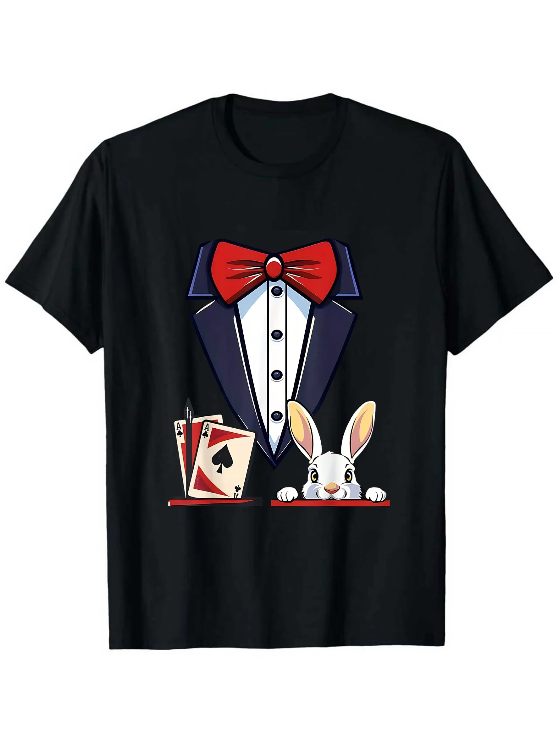 Camiseta de disfraz mágico de algodón 100% de 180 g/m² para hombre y mujer - Temática de mago y hechicero con símbolos de varita y cartas, tallas S-XXL para fiestas, actuaciones, uso casual - Atuendo de mago para hombres y mujeres