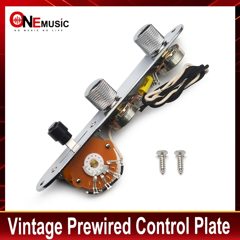 Blade Switch/500K Brass Shaft Pots Vintage Prewired Control Plate Harness for TL Electric Guitar with Waxed Cloth Wire Guitar Pa