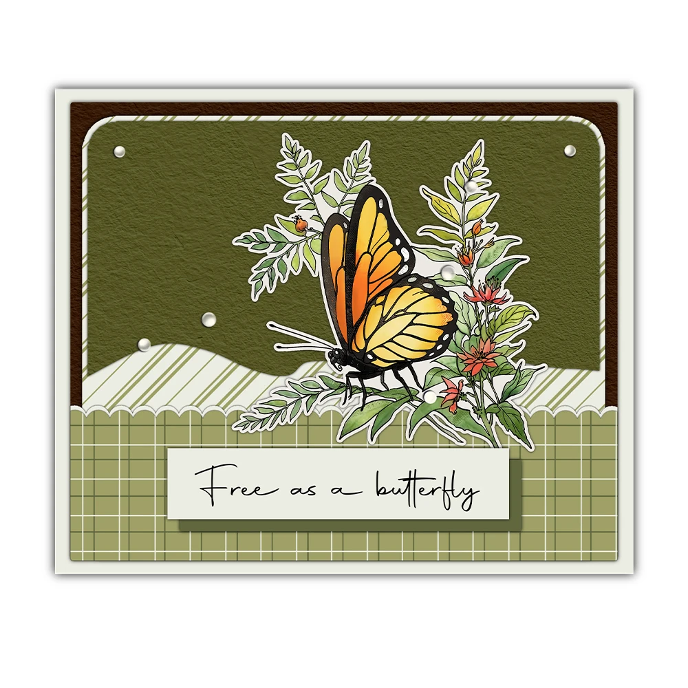 Mangocraft Butterfly & Flowers Leaves Cutting Dies Clear Stamp DIY Scrapbooking Metal Dies Silicone Stamp For Cards Albums Decor