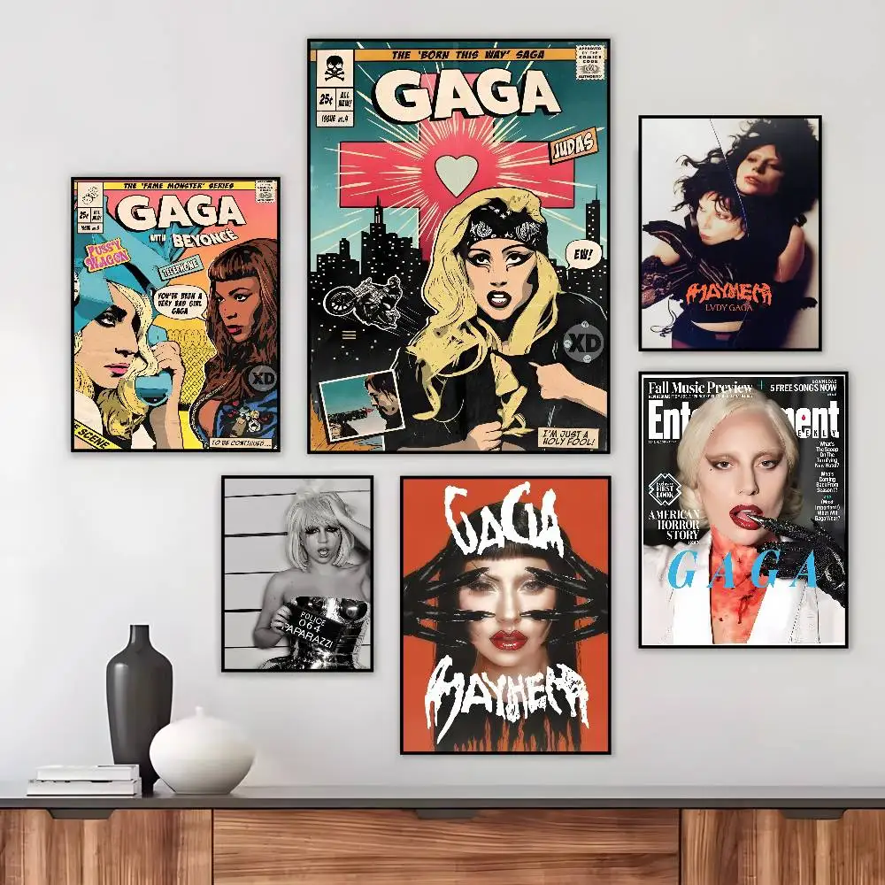 Famous Singer Lady Gaga Album Poster Art canvas HD aesthetic Printing Paper Wall Art for Living Room Bar fashion Home Decor