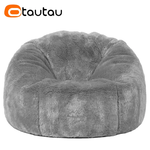 OTAUTAU Dorośli Dzieci Puszysty worek fasolowy ze sztucznego futra Pokrowiec na pufę bez wypełniacza Beanbag Puff Salon Ottoman Narożne siedzisko Sac DD003