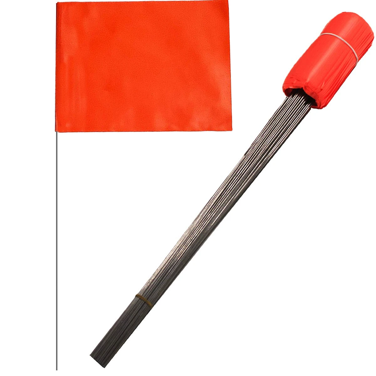 100 Pack orange Marking Flags - 4 x 5-Inch Flag Steel Wire marker flags