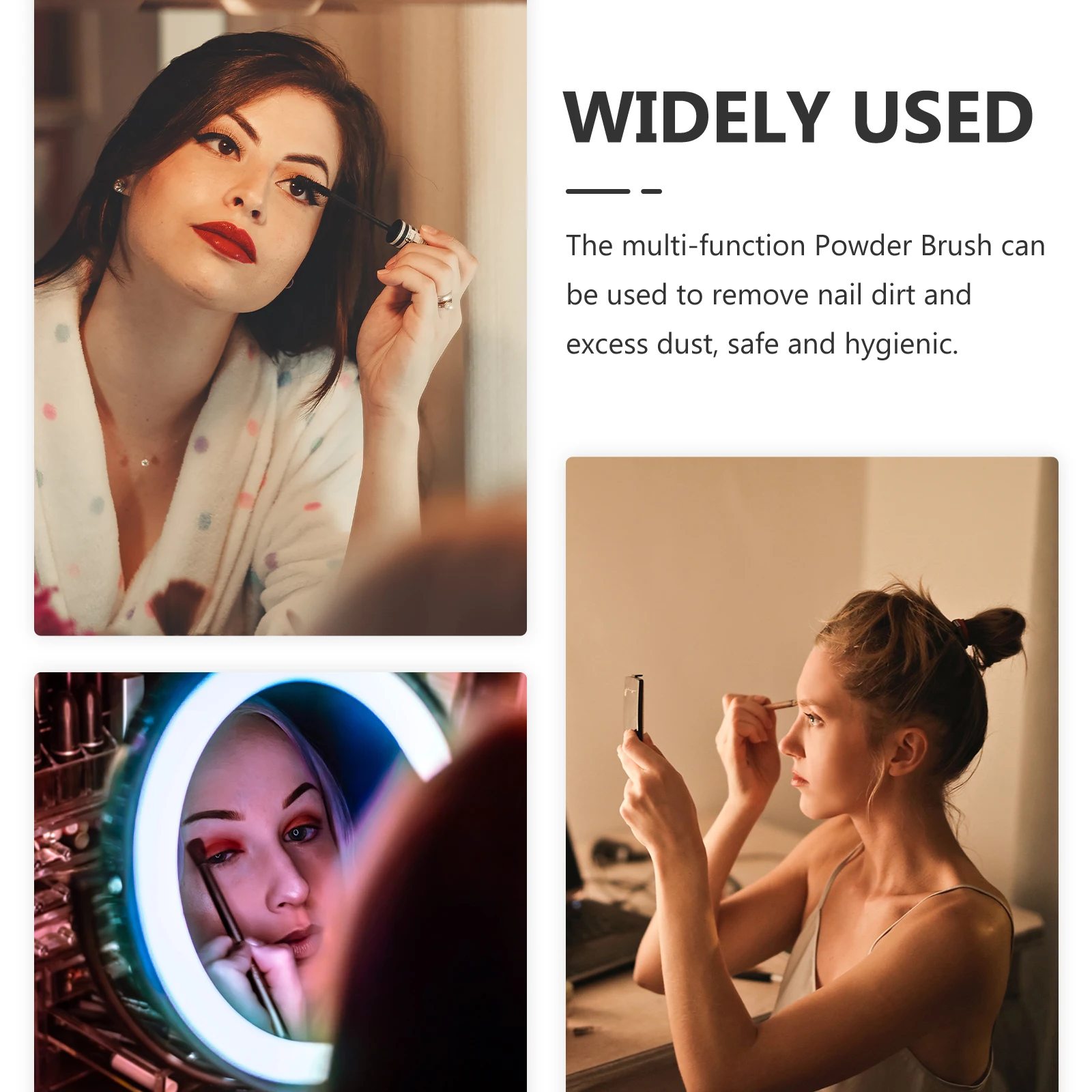 

Comfortable Handle Makeup Brush Loose Powder Brush Multi-Function Nail Dust Remover Portable Durable Practical Ergonomic