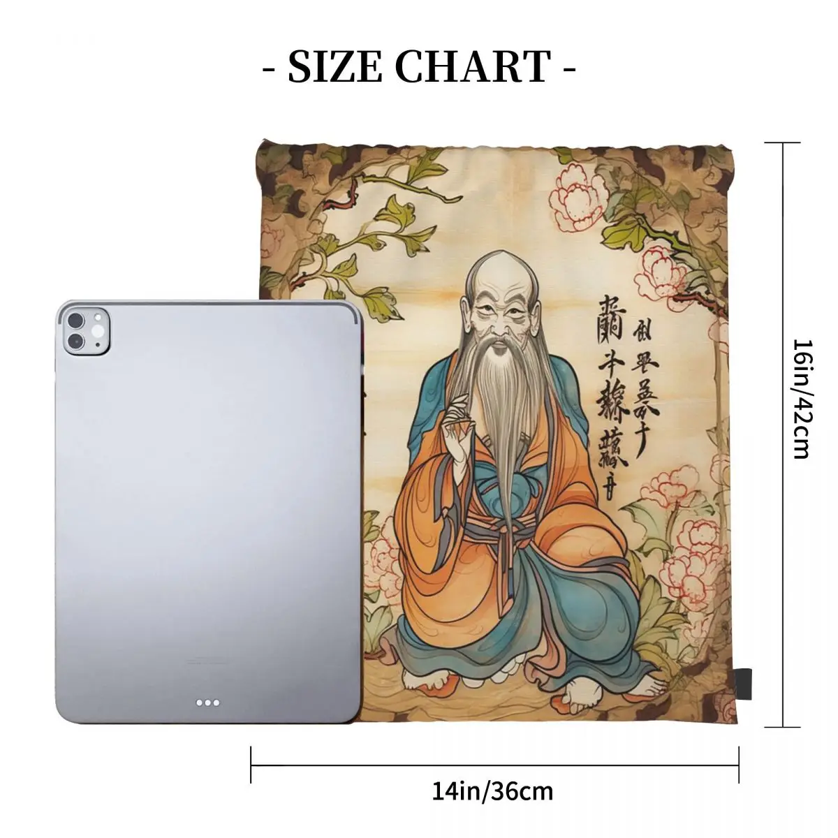 Lao Tzu Backpacks Casual Portable Drawstring Bags Drawstring Bundle Pocket Sports Bag Book Bags For Man Woman Students